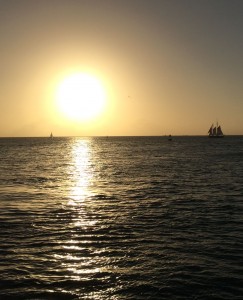 Sunset with ship