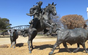 Bridge - cowboy and longhorns on the left