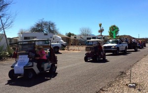 Golf cars on parade