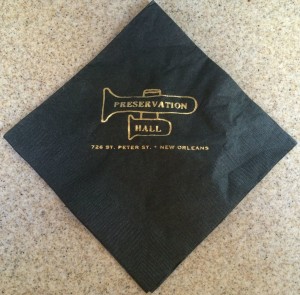 Preservation Hall napkin