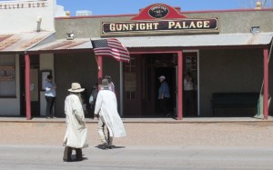 gunfight palace with guys in dusters