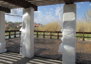 plastic wrap on the shelter