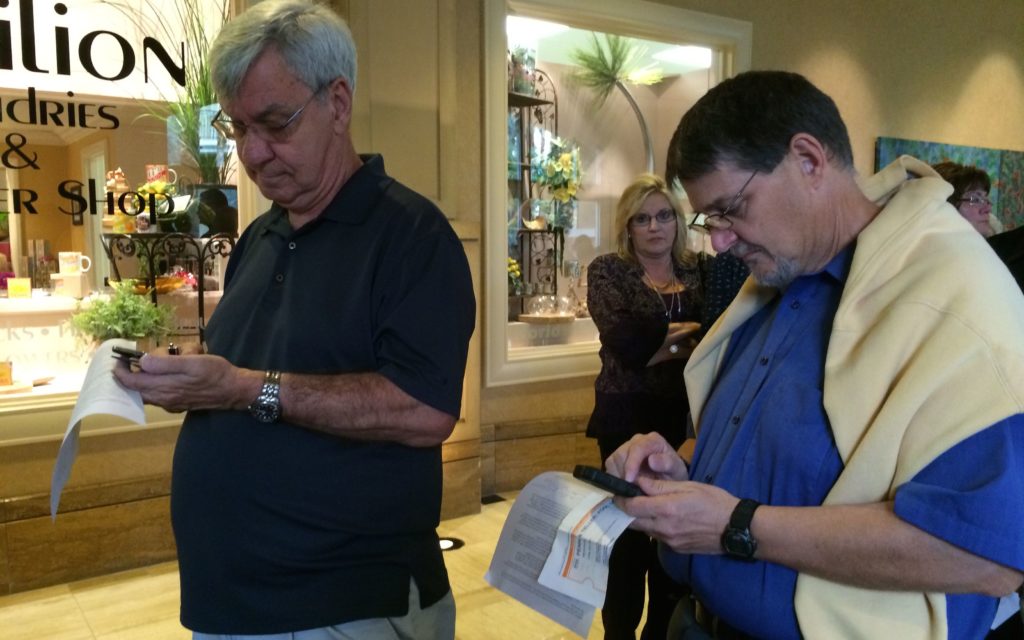 Jim and Bill in line for Penn and Teller