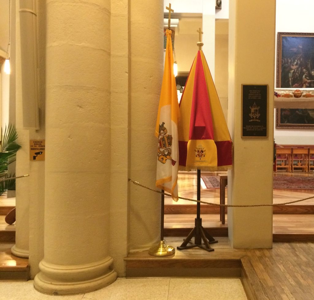 Basilica %22umbrella%22 and flag