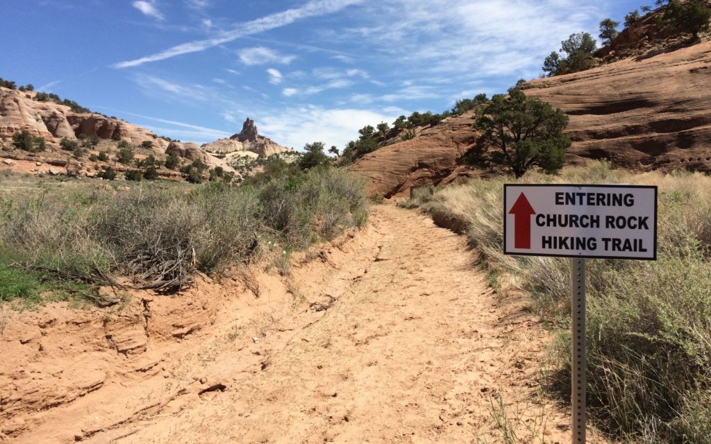 Church rock Hiking trail sign