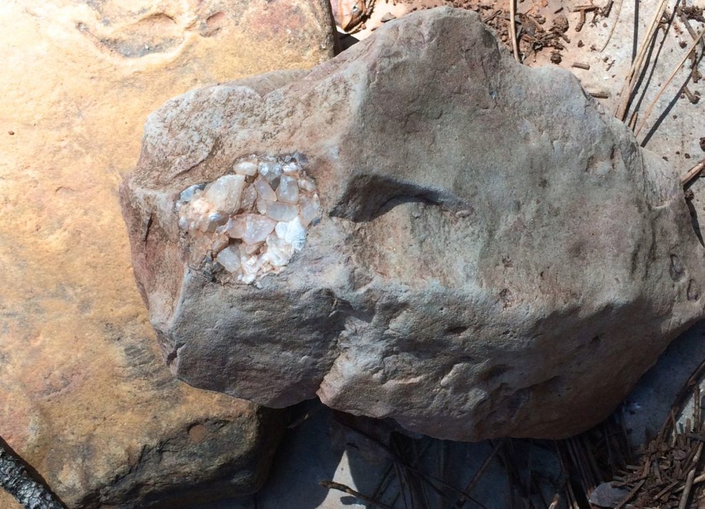 Crystals inbedded in rock