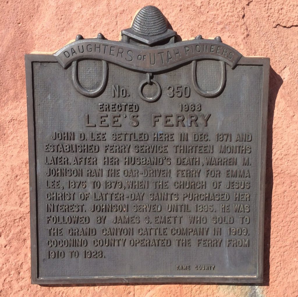 Lees Ferry plaque