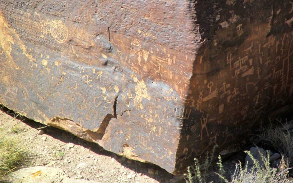 Newspaper rock close up