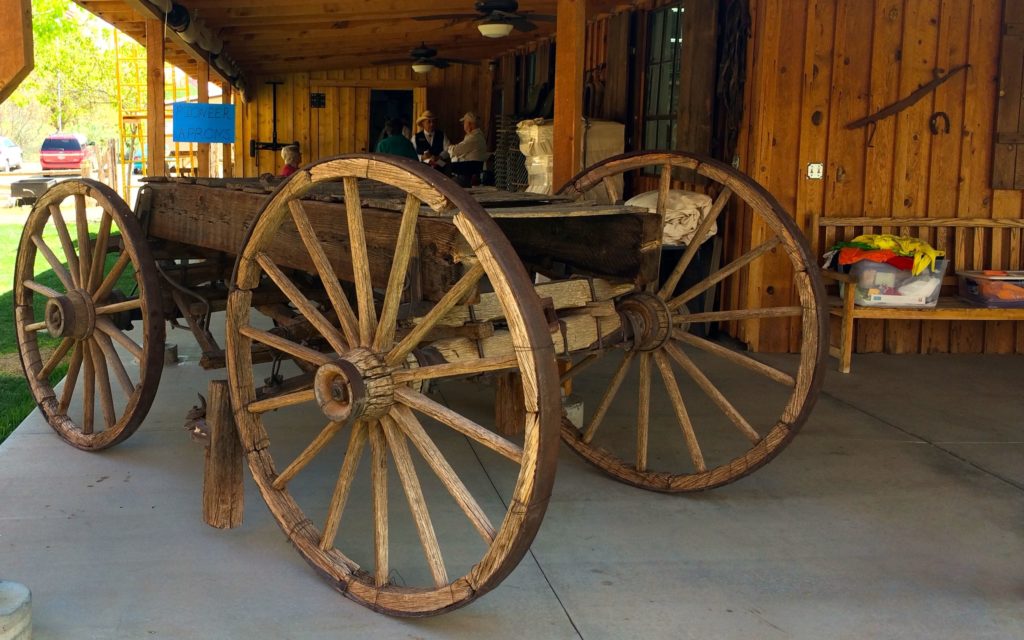 One ofthe original wagons to go through the hole in the rock trail