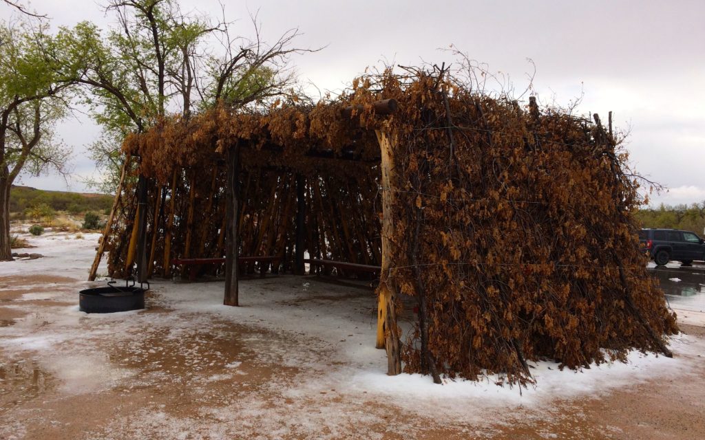 Open front shelter at the visitor's center
