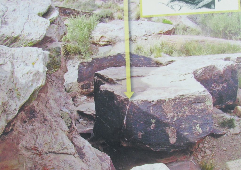 Puerco Petroglyphs solar calendar photo showing light on the solstice