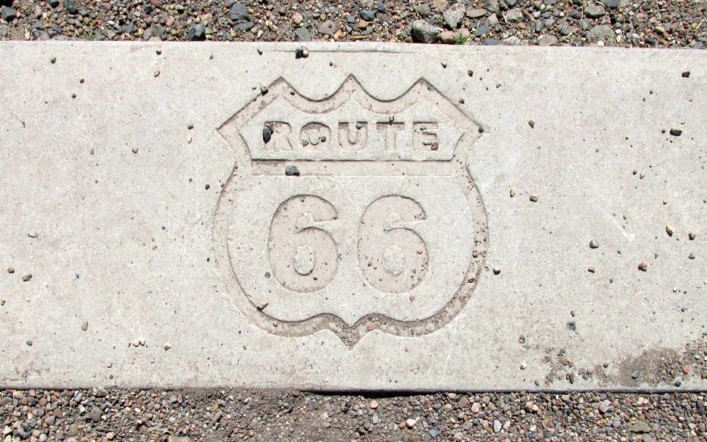 Route 66 sign in cement