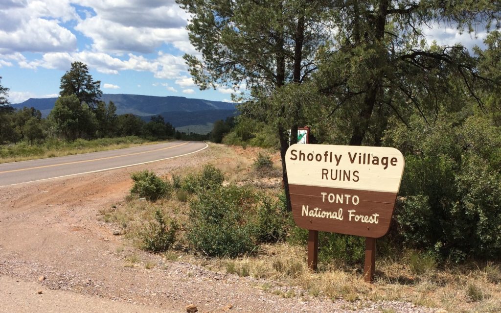 Shoofly Village Ruins sign