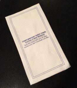 complementary guest towel