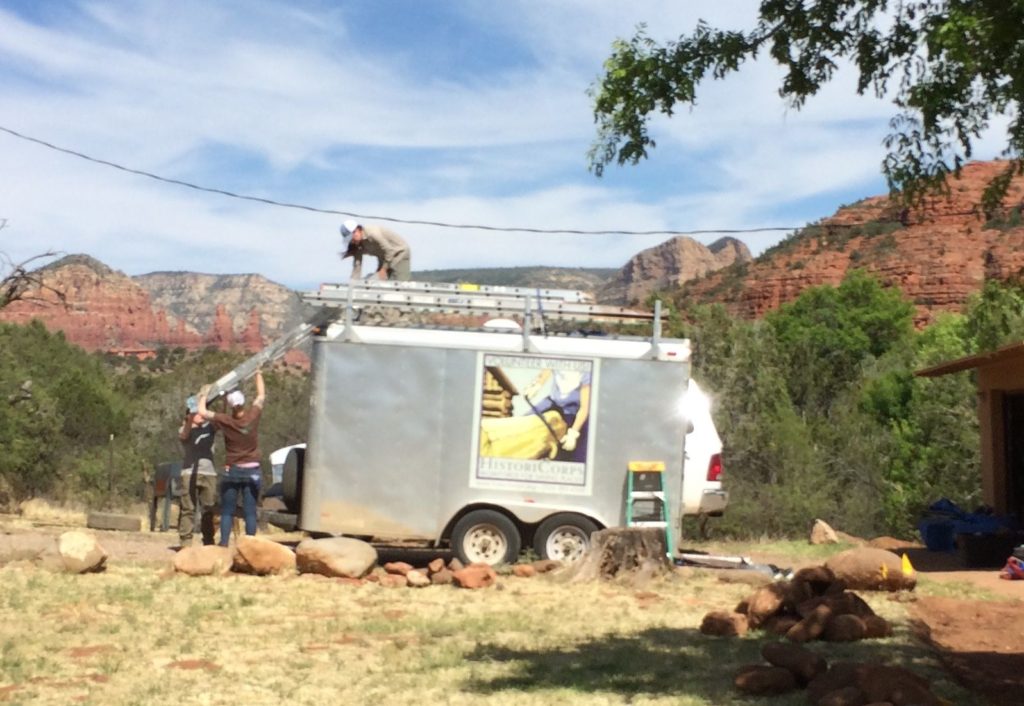 unloading the trailer