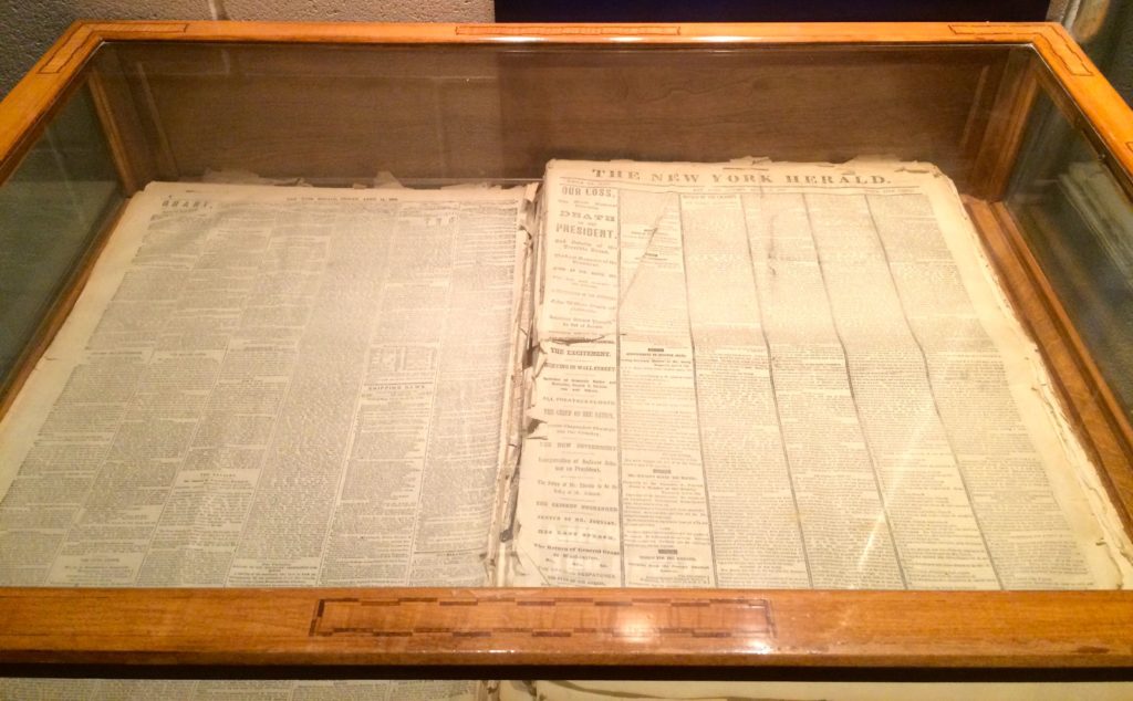 Paper from the day after Lincoln was shot