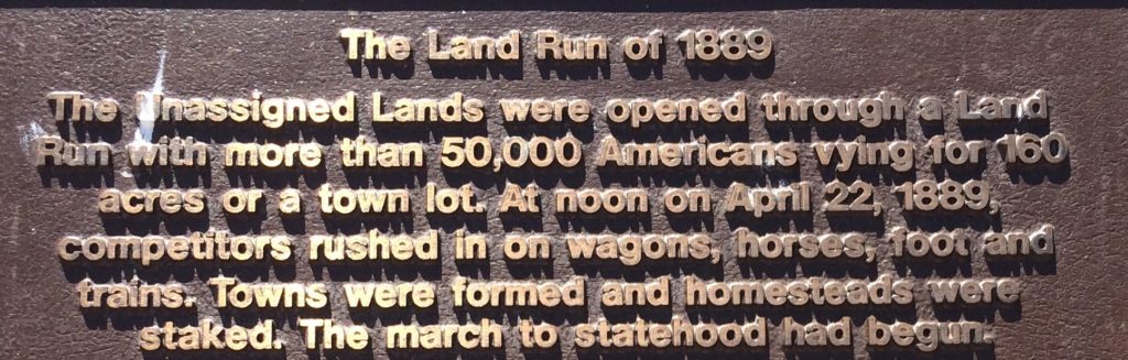 The Land Run of 1889 plaque