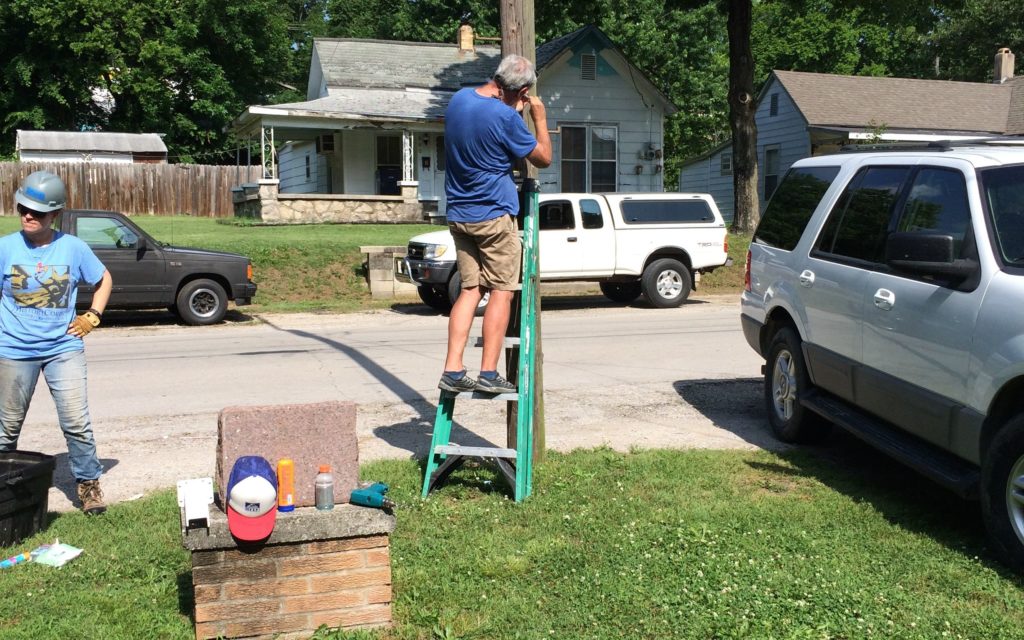 Putting up the time lapse camera