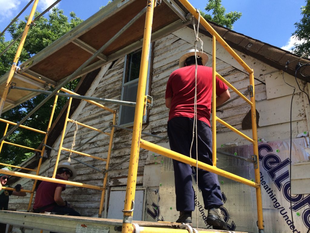 The boys on the scaffolding
