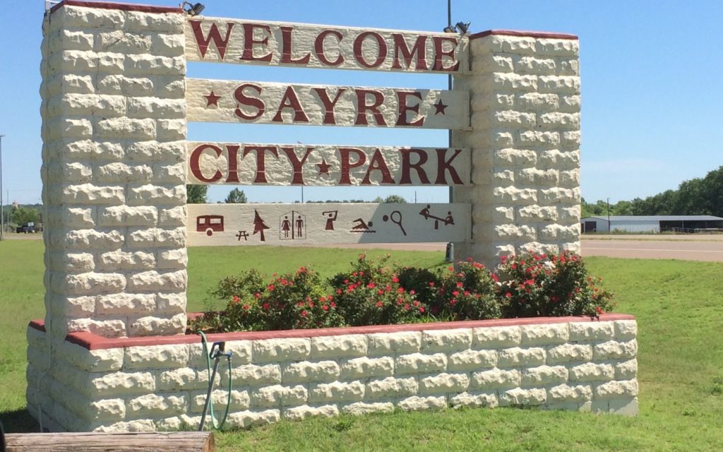 Welcome Sayre City Park sign