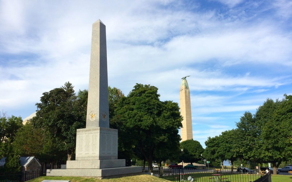 War memorial with MacDonough in back ground