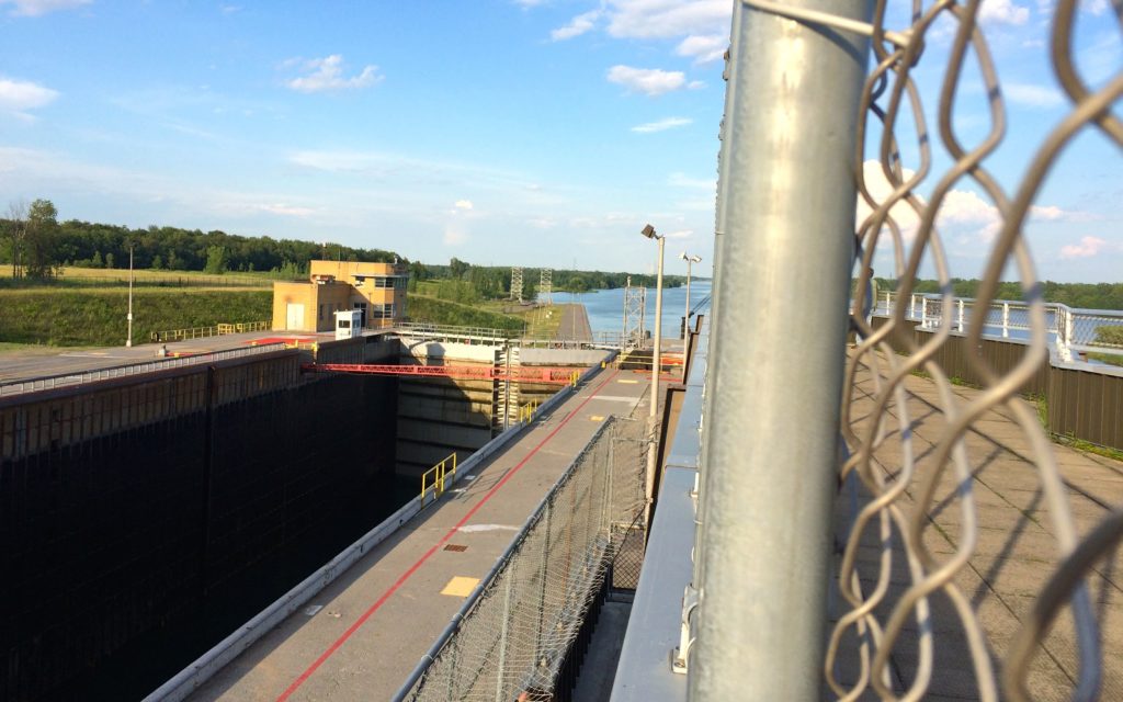 gates closed with two boats inside